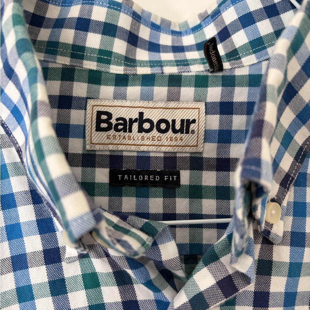Barbour Blue and Green Plaid Casual Shirt